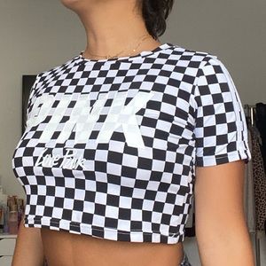 checkered PINK crop top